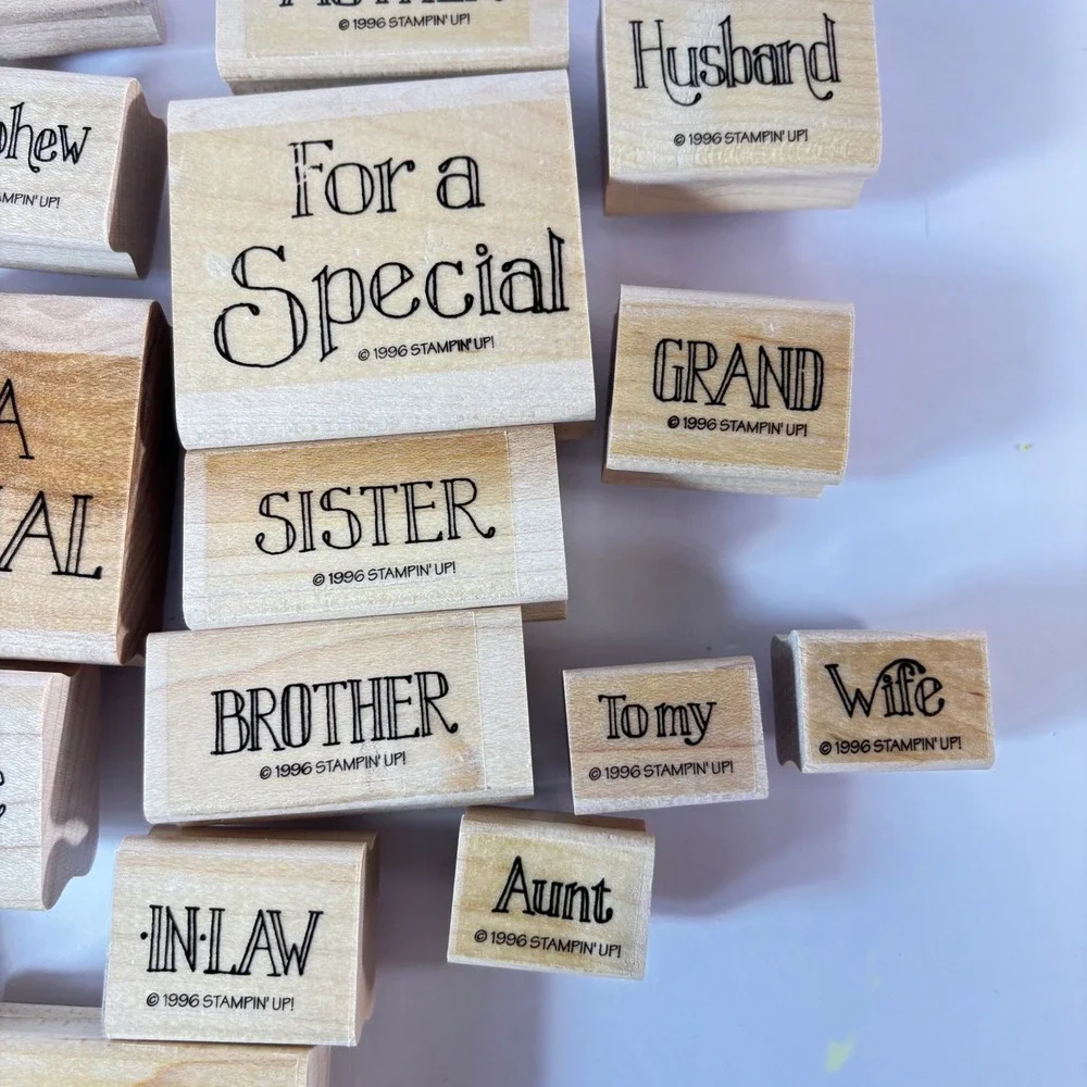 Vintage Stampin' Up Wood Rubber Stamps Family Friend Mother Father Lot 1990s